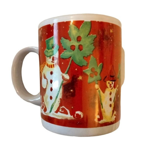 Snowman Coffee Tea Holiday Cup Mug Red White Test Rite International Stoneware - Picture 2 of 6